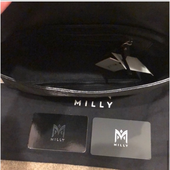 NWT Milly Collins Python-Embossed Suede Clutch Black Bag - Picture 5 of 5